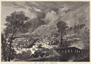 The Burning of Coomassie by English School