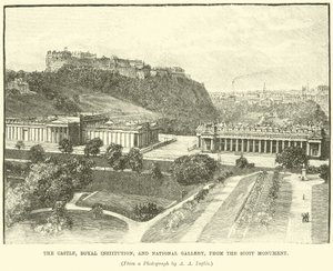 The Castle, Royal Institution, and National Gallery, from the Scott Monument by English School