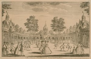 The Chinese Pavilions in Vauxhall Gardens, London by English School