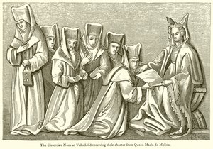 The Cistercian Nuns at Valladolid Receiving Their Charter from Queen Maria de Molina by English School