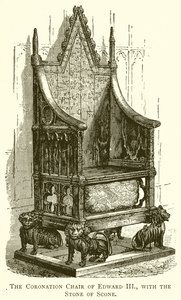 The Coronation Chair of Edward III., with the Stone of Scone by English School