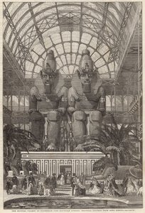 The Crystal Palace at Sydenham; The Egyptian Avenue, Colossal Figures from the Aboo Simbel by English School