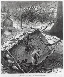 The Driver Heard Them, and Reversed His Engine (engraving) by English School