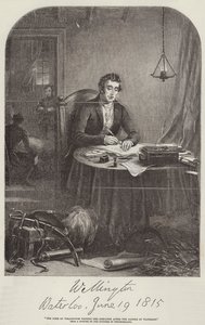 The Duke of Wellington writing the Despatch after Waterloo by English School
