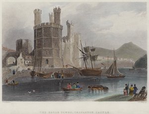 The Eagle Tower, Carnarvon Castle (engraving) by English School