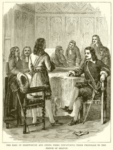 The Earl of Shrewsbury and other Peers dispatching their Proposals to the Prince of Orange by English School