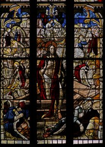 The East window depicting the Resurrection and other post-Crucifixion events by English School