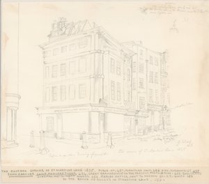 The Eastern Corner of St Martins Lane, London, 1825 by English School