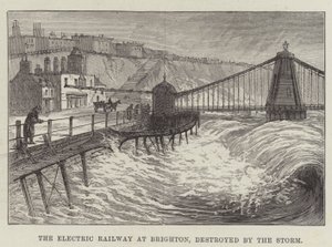 The Electric Railway at Brighton, destroyed by the Storm by English School