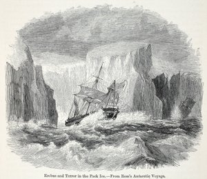 The Erebus and the Terror Among Icebergs by English School