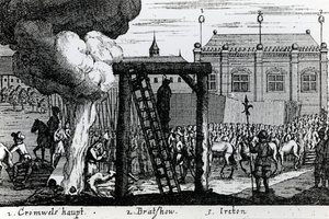 The Execution of Oliver Cromwell, John Bradshaw and Henry Ireton, c.1661 by English School