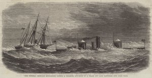 The Federal Ironclad Monadnock towing a Disabled Gun-Boat in a Storm off Cape Hatteras