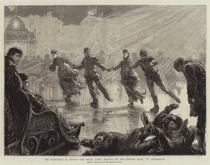 The Festivities in Russia, the Royal Party Skating on the English Quay, St Petersburg by English School