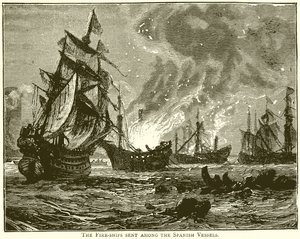 The Fire-Ship Sent Among the Spanish Vessels by English School