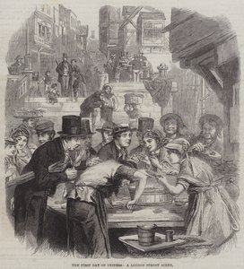 The First Day of Oysters, a London Street Scene by English School