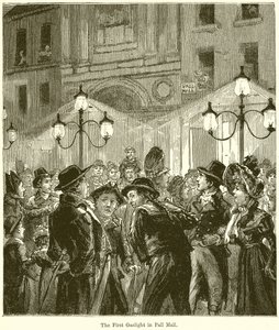 The First Gaslight in Pall Mall by English School
