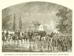 The Funeral of Sir Robert Peel: The Tenantry Assembling at the Lodge, Drayton Manor by English School