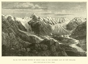 The Glacier system of Mount Cook, in the Southern Alps of New Zealand by English School