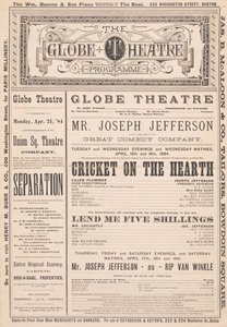 The Globe Theatre Programme, 21st April, 1884