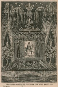 The Grand Coronation firework temple in Hyde Park by English School
