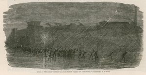The Great Cab Strike: Scene at the Great Western Railway Station - Passengers in a Storm by English School
