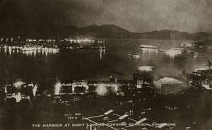 The Harbour at night looking towards Kowloon, Hong Kong, from an album of photographs relating to the service of Pte H. Chick, 1940