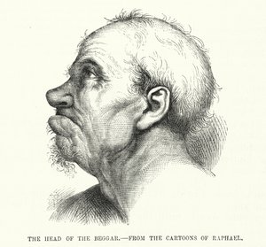 The Head of the Beggar, from the cartoons of Raphael by English School