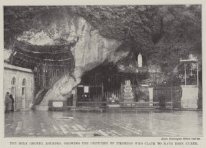 The Holy Grotto, Lourdes, showing the Crutches of Pilgrims who Claim to have been cured by English School