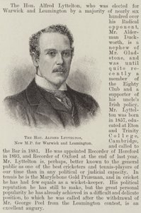 The Honourable Alfred Lyttelton, New MP for Warwick and Leamington by English School