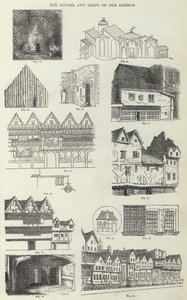 The Houses and Shops of Old London (engraving) by English School