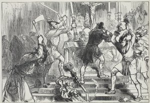 The Iconoclasts destroying the images and altar decorations of a Roman Catholic Church by English School