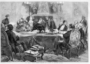 The Empress Eugenie presiding at a Council of Ministers at the Palais de l