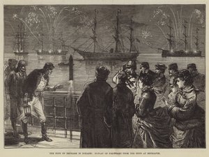 The King of Denmark in Iceland, Display of Fireworks from the Ships at Reykjavik by English School