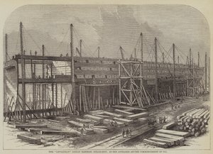 The "Leviathan" (Great Eastern) Steam-Ship, as she appeared at the Commencement of 1855 by English School