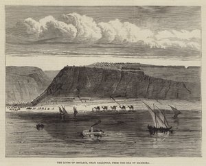 The Lines of Boulair, near Gallipoli, from the Sea of Marmora by English School