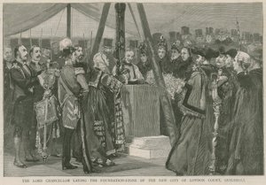 The Lord Chancellor Laying the Foundation Stone of the New City of London Court, Guildhall by English School