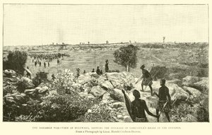 The Matabele War, view of Buluwayo, showing the stockade of Lobengula
