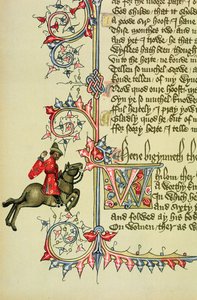 The Merchant, facsimile detail from The Canterbury Tales, by Geoffrey Chaucer by English School