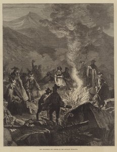 The Midsummer Eve Bonfire in the Bavarian Highlands by English School