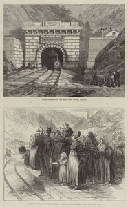 The Mont Cenis Tunnel (engraving) by English School