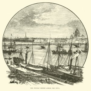 The Nicolai Bridge across the Neva by English School