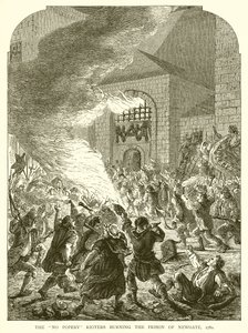 The No Popery Rioters burning the Prison of Newgate, 1780 by English School