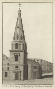The North West Prospect of the Parish Church of St Anthony in Budge Row, London by English School
