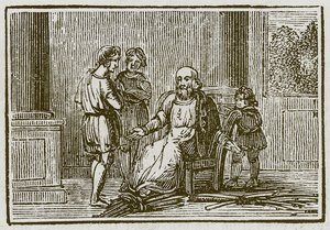 The Old Man and His Sons (engraving) by English School