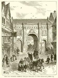 The Old Wooden Temple Bar (as Erected in Reign of James I) by English School