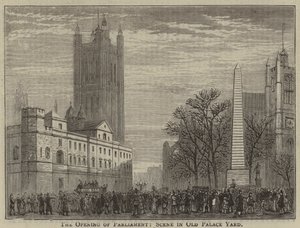 The Opening of Parliament, Scene in Old Palace Yard (engraving) by English School