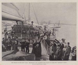 The Opening of the Baltic Canal, Departure of Mr Gladstone from Tilbury on Board the Tantallon Castle (engraving) by English School