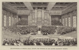 The Orchestra at Exeter Hall, during the Meeting of the Sacred Harmonic Society by English School