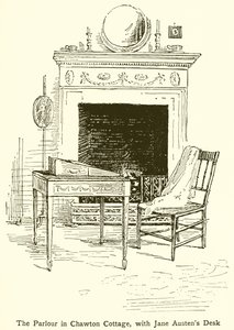 The Parlour in Chawton Cottage, with Jane Austen