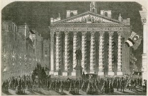 The Peace illuminations at the Royal Exchange, London, 29 May 1856 by English School